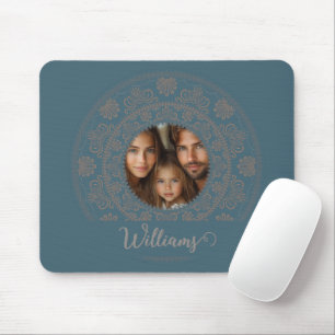 Personalized Family Portrait Gold Rococo Mandala Mouse Mat