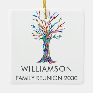 Personalized Family Reunion Family Tree Ceramic Ornament