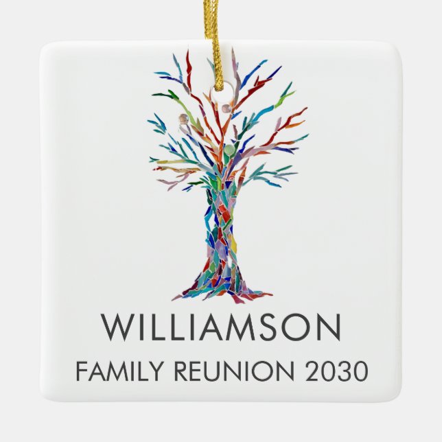 Personalized Family Reunion Family Tree Ceramic Ornament (Front)