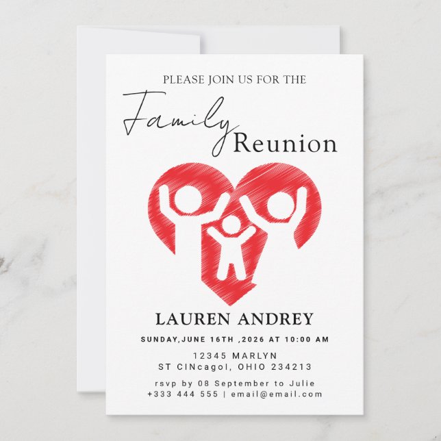 Personalized Family Reunion Party Invitation (Front)