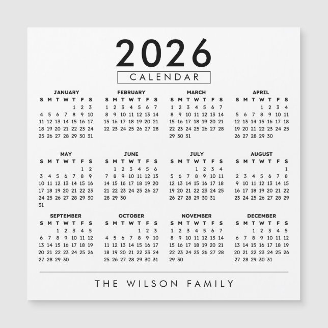 Personalized Family Wall Calendar 2026 (Front)