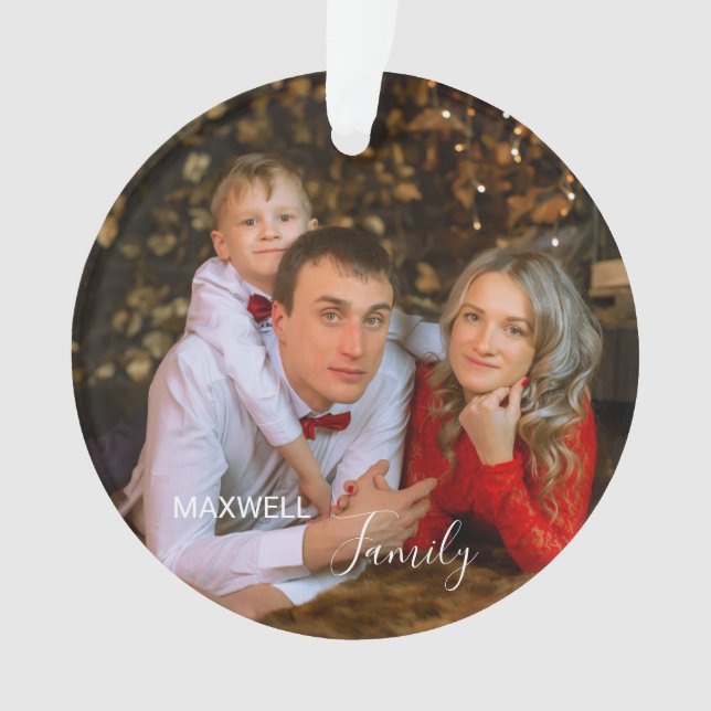 Personalized FamilyPhoto ChristmasAcrylic Ornament (Front)