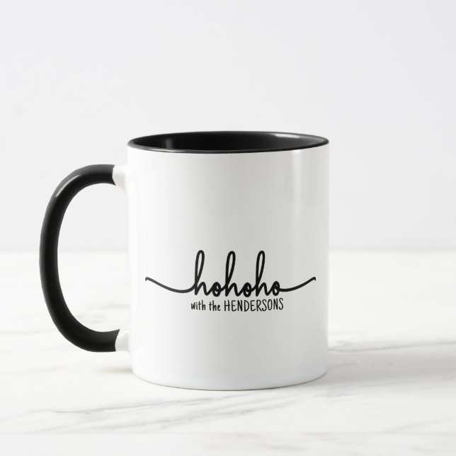 Personalized Fancy Chic Minimalist HO HO HO Family Mug (Left)