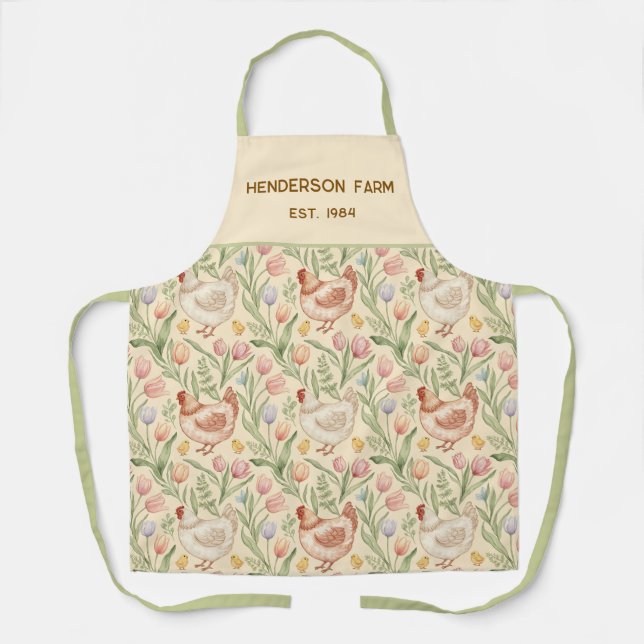 Personalized Farmhouse Hen Apron (Front)