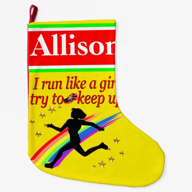 PERSONALIZED FAST RUNNER CHRISTMAS STOCKING (Front)