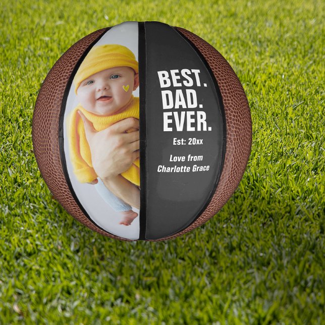 Personalized Fathers Day Photo Gift Best Dad Ever Mini Basketball (Creator Uploaded)