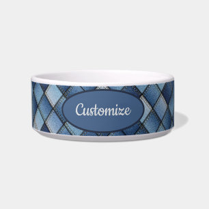 Personalized Faux Denim Patchwork Bowl