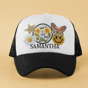 Personalized Faux Patches Trendy Layered Gift  Trucker Hat