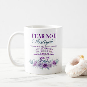 Personalized Fear Not Isaiah 41:10 Purple Floral Coffee Mug