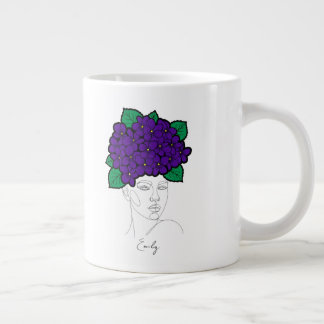 Personalized February Birth Flower Crown Art Large Coffee Mug