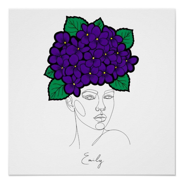 Personalized February Birth Flower Crown Art Poster (Front)
