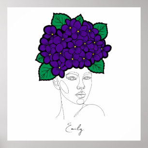 Personalized February Birth Flower Crown Art Poster