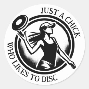 Personalized female Disc Golf  Classic Round Sticker