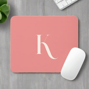 Personalized Feminine and Elegant Pink Monogram Mouse Mat