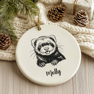 Personalized Ferret Christmas Ceramic Tree Decoration