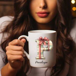 Personalized Festive Christmas Monogram P Mug