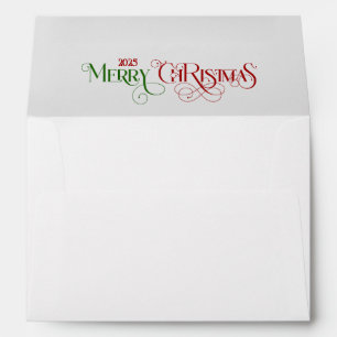 Personalized Festive Merry Christmas Typography Envelope