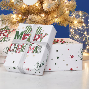 Personalized Festive Merry Christmas Wrapping Paper