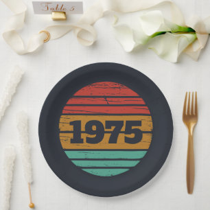 Personalized fifty vintage 50th birthday party paper plate