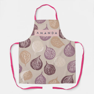 Personalized Fig Fruit Art in Warm Neutral  Apron