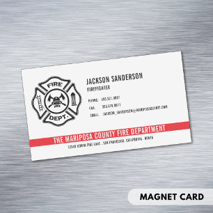 Personalized Firefighter Fire Department Logo Magnetic Business Card