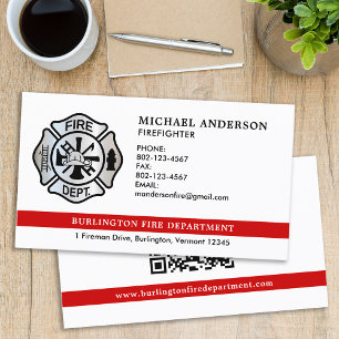 Personalized Firefighter Fire Department QR Code Business Card