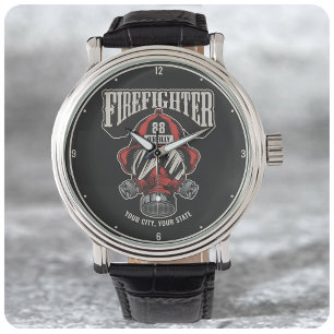 Personalized Firefighter Mask Fire Dept Helmet  Watch
