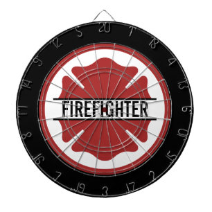 Personalized Firefighter Red Logo Symbol  Dartboard
