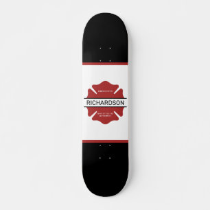 Personalized Firefighter Red Logo Symbol  Skateboard
