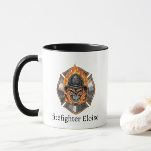 Personalized Firefighter Skull Fireman  Mug