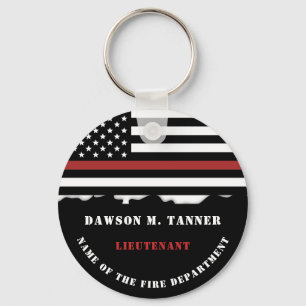 Personalized Firefighter Thin Red Line Fire Rescue Key Ring