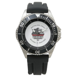 Personalized Firefighter Thin Red Line Flag Watch