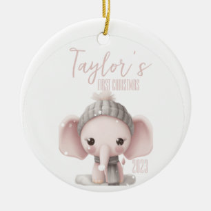 Personalized First Baby Elephant Christmas Ceramic Tree Decoration