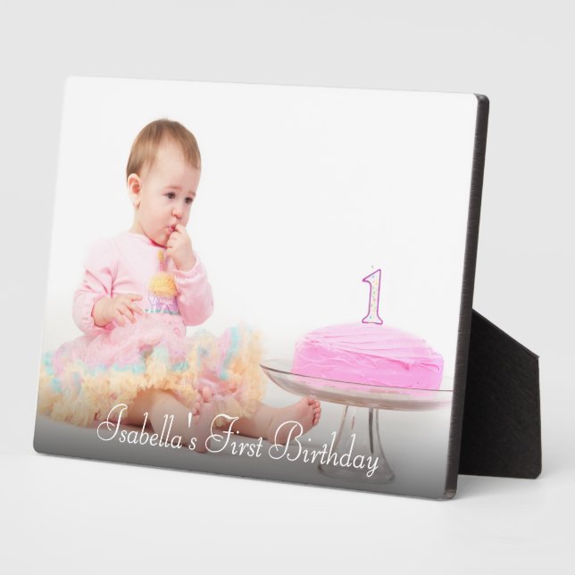 Personalized First Birthday Baby Photo Plaque (Side)
