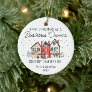 Personalized First Christmas as a Business Owner Ceramic Tree Decoration