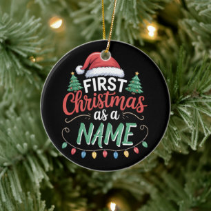 Personalized First Christmas As A Family Matching  Ceramic Tree Decoration