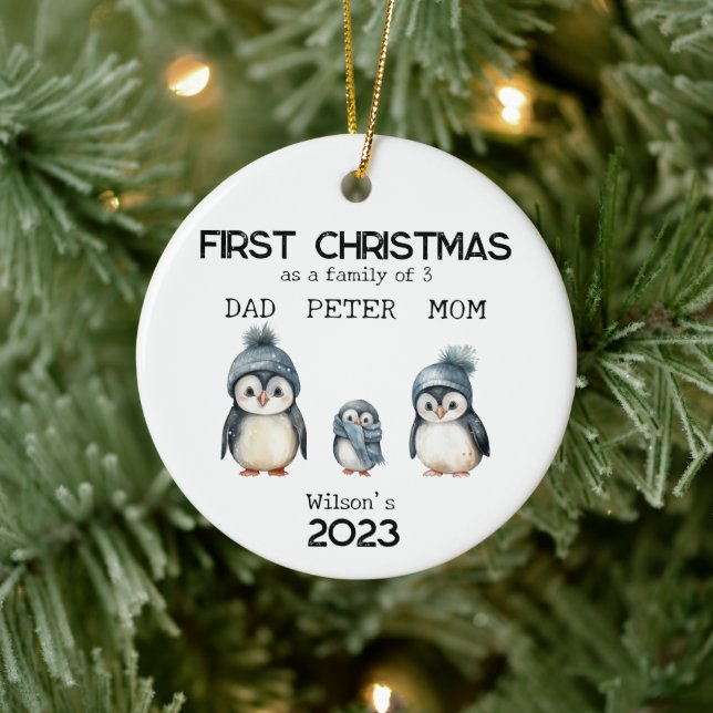 Personalized First Christmas as a Family of 3  Ceramic Tree Decoration (Tree)