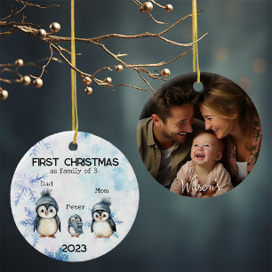 Personalized First Christmas as a Family of 3 Ceramic Tree Decoration