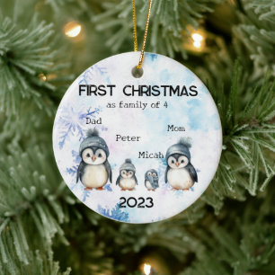 Personalized First Christmas as a Family of 4 Ceramic Tree Decoration