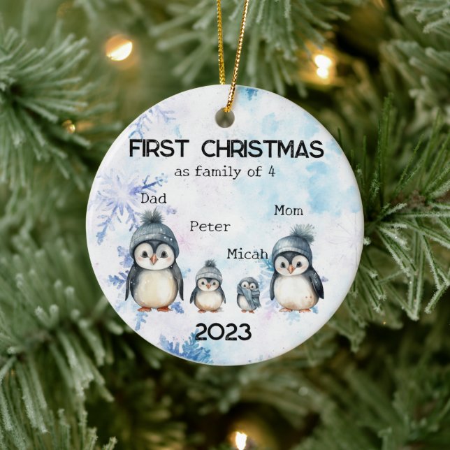 Personalized First Christmas as a Family of 4 Ceramic Tree Decoration (Tree)