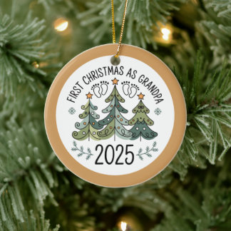 Personalized First Christmas as Grandpa Ceramic Tree Decoration