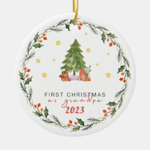 Personalized First Christmas as Grandpa Ceramic Tree Decoration