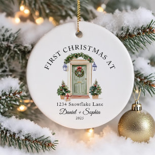 Personalized First Christmas At Our New Home Ceramic Tree Decoration