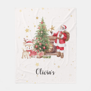 Personalized First Christmas Baby Blanket - deer