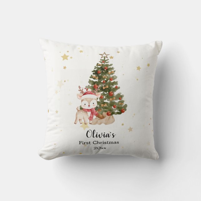 Personalized First Christmas Baby Pillow (Front)