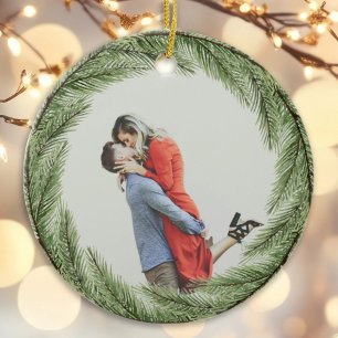 Personalized First Christmas Engaged Festive Ceramic Tree Decoration