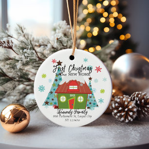 Personalized First Christmas in a New Home  Ceramic Tree Decoration