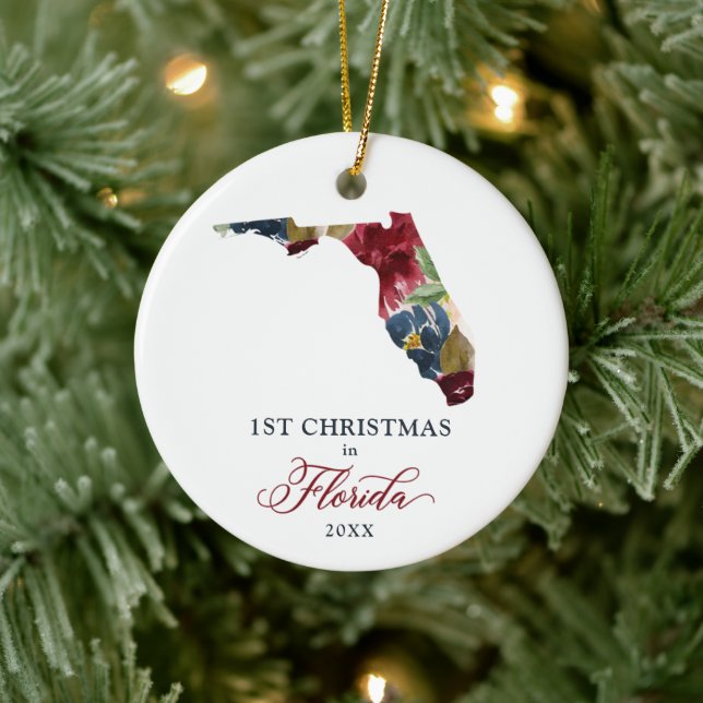 Personalized First Christmas In Florida State Ceramic Tree Decoration (Tree)