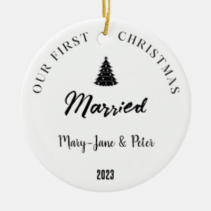 Personalized First Christmas Married Ceramic Tree Decoration