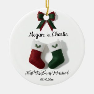 Personalized First Christmas Married Stockings Ceramic Tree Decoration